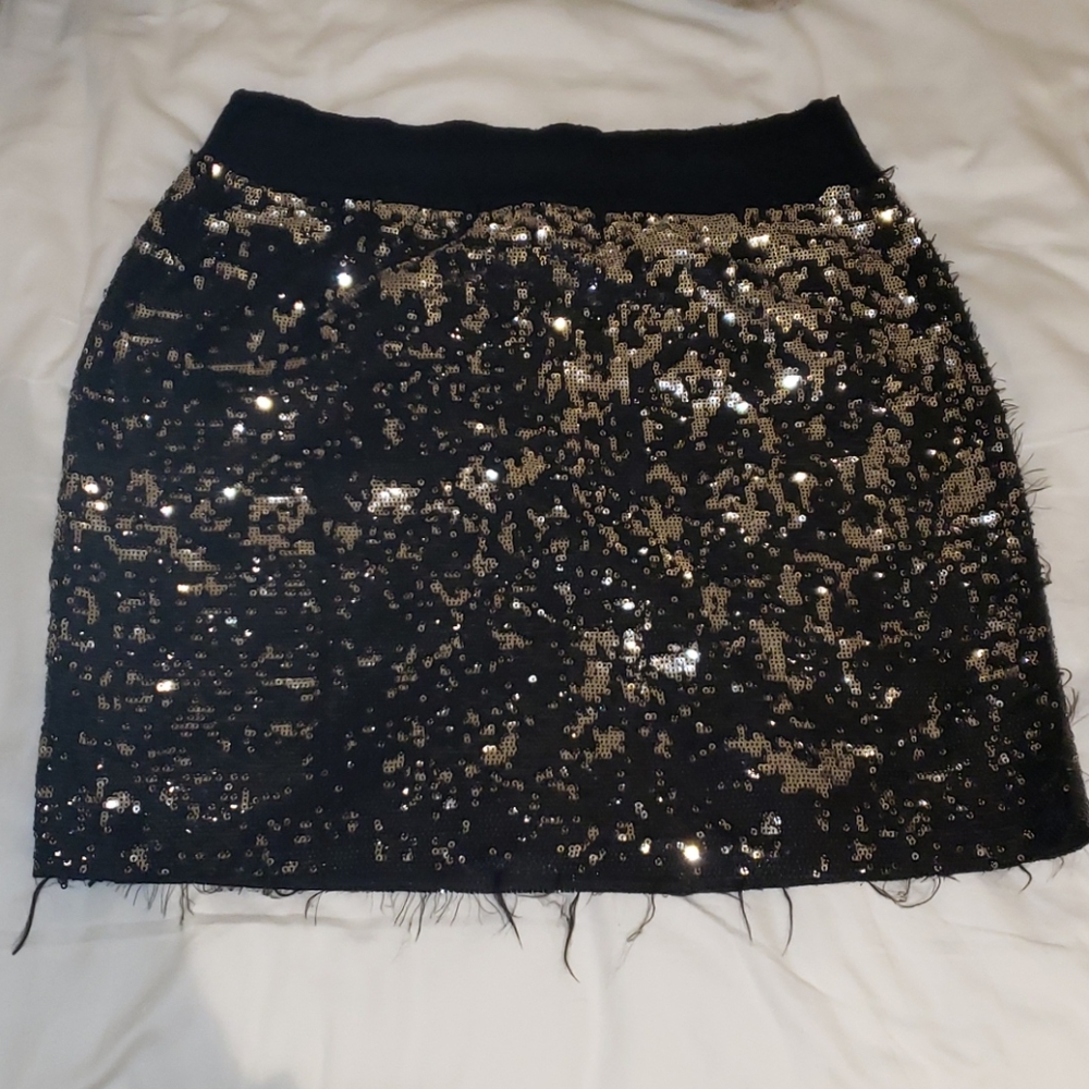 Zara Distressed Sequin Mini Skirt